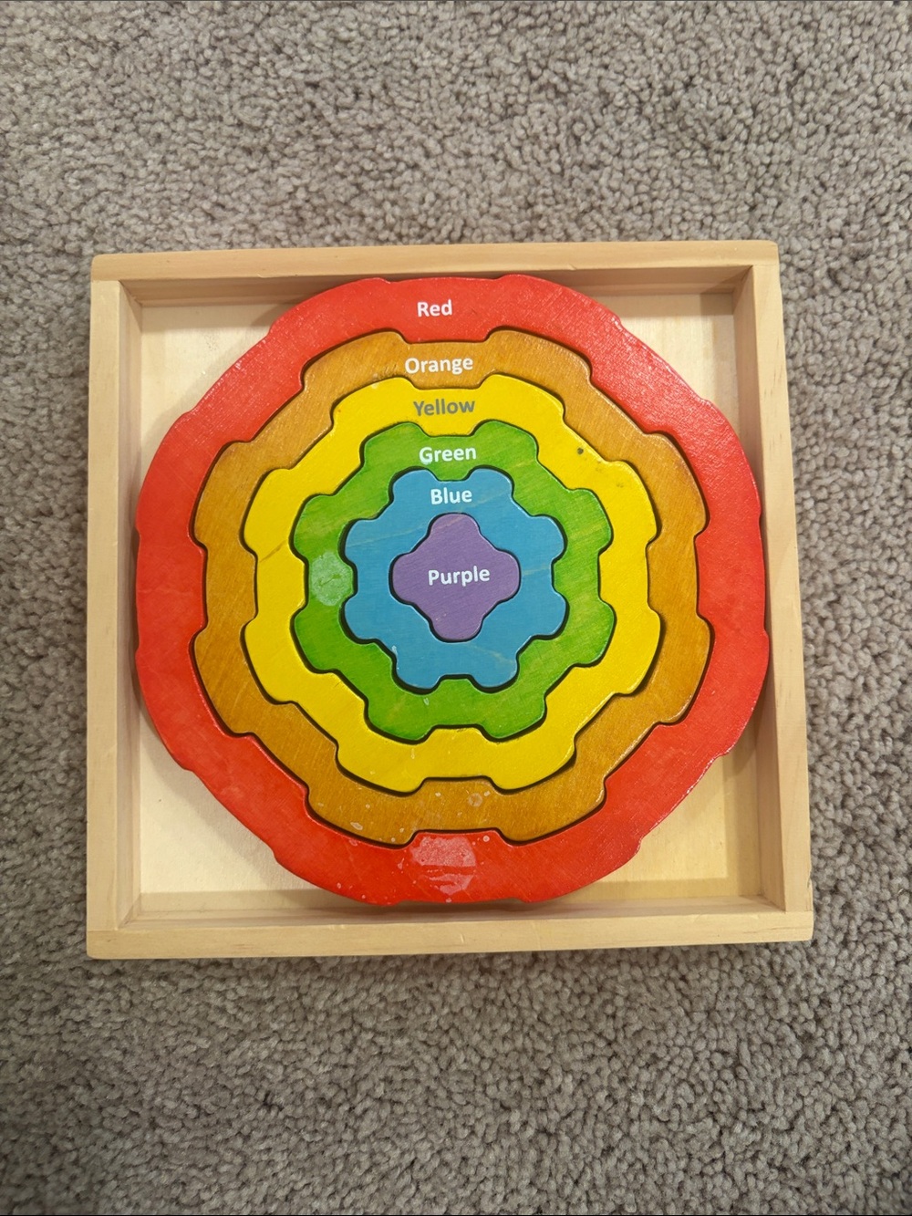 Wooden Rainbow Layer Puzzle - Red, Orange, Yellow, Green, Blue, Purple